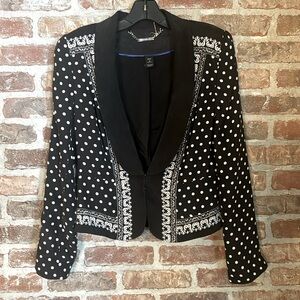 WHBM 100% silk black and white tuxedo long sleeve jacket size 8